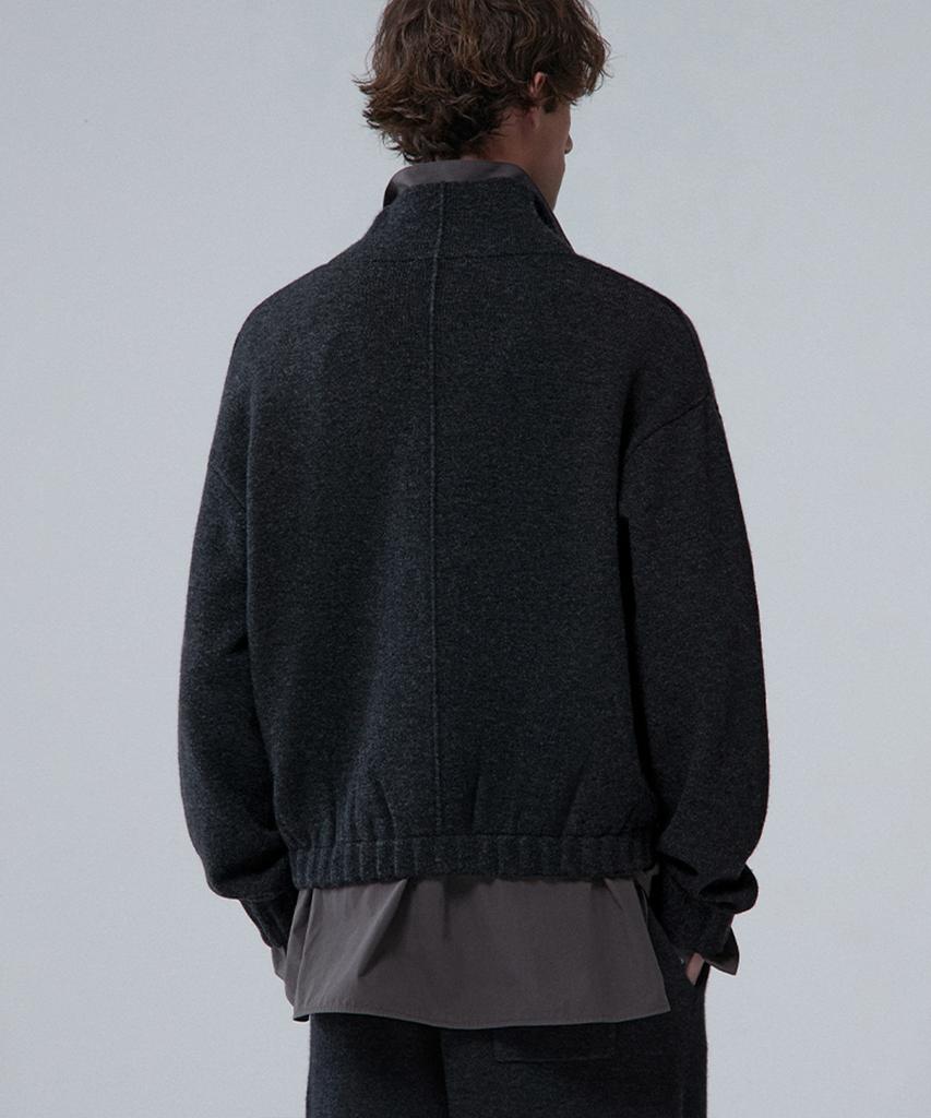 UMARMUNG Wool Cashmere Highneck Zip Up Jacket_Graphite