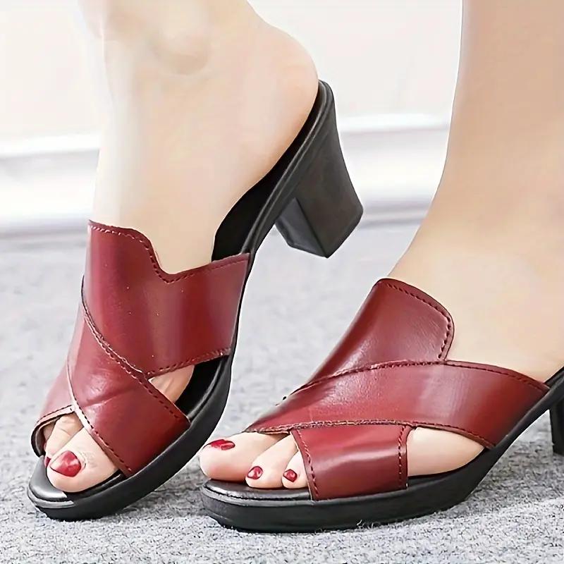 Cool Slippers for Women with Heels for Outdoor Wear Heeled Women's Mother's Slippers Mid-Aged Thick Heels Fashionable Lightweight And Comfortable