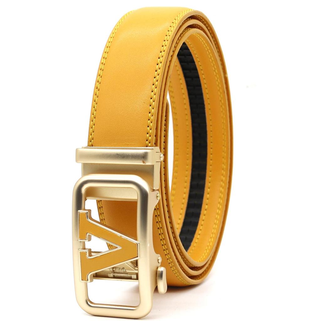 High-End Men's Genuine Leather Automatic Buckle Cowhide Belt - Versatile Fashion Accessory