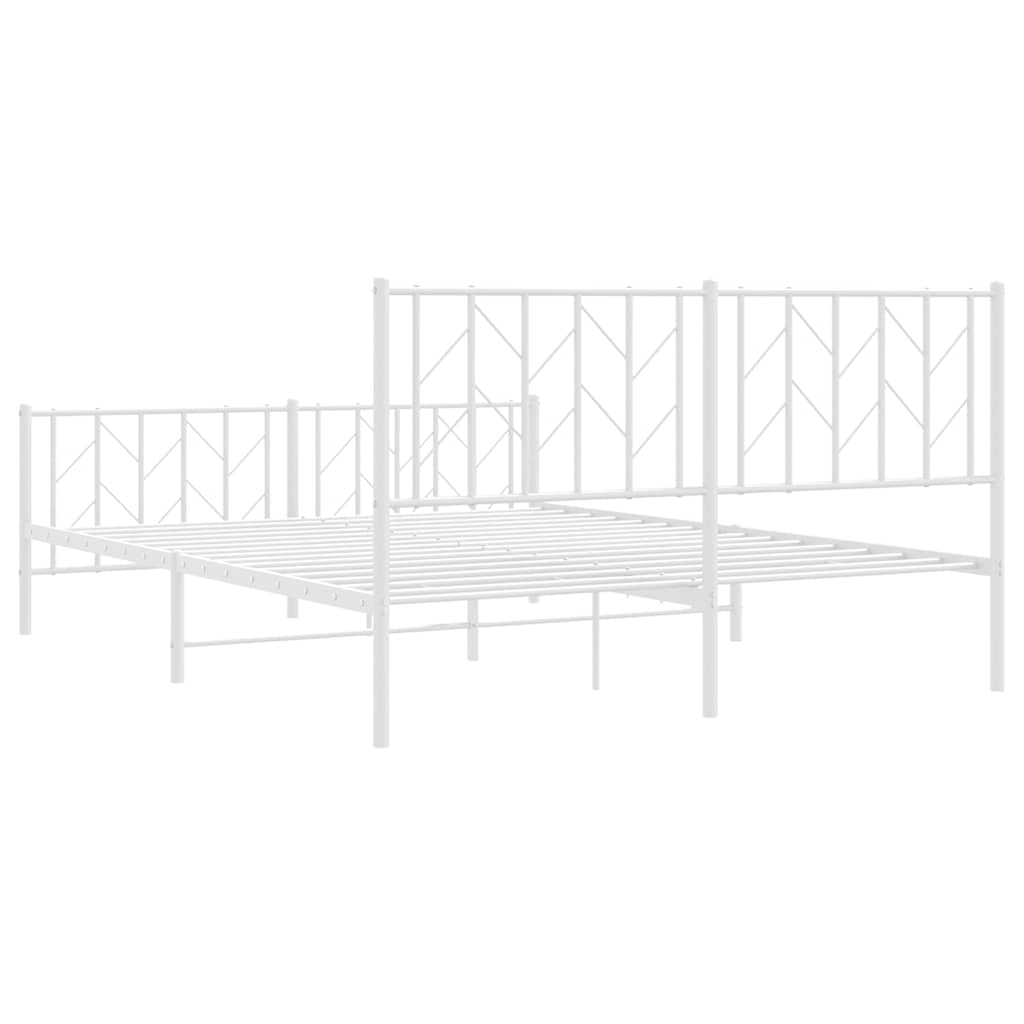 Metal Bed Frame with Headboard and Footboard White 150 x 200 cm