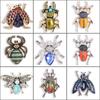 High -End Exquisite Rhinestone Insect Brooch Crystal Pin Alloy Entrepreneurial Spider Ladybug Beetle Corsage