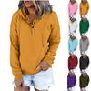 Women's Fashion Long Sleeve Solid Color Hooded Button Sweatshirt Top