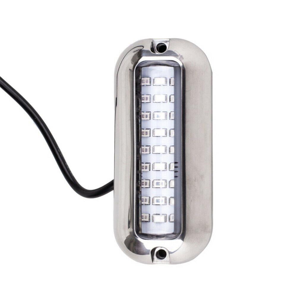 2PCS 27LED Blue/White/Red Stainless Waterproof Lights Underwater Pontoon For Marine Boat Transom&Blue Light Sailing Lamp 50W