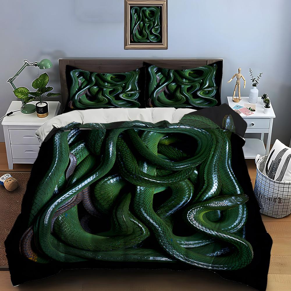 10 Sizes HD Snake Print Bedding Set Duvet Cover 1 Duvet Cover 2 Pillowcases Adult and Children Bedding Set Luxury for Gifts