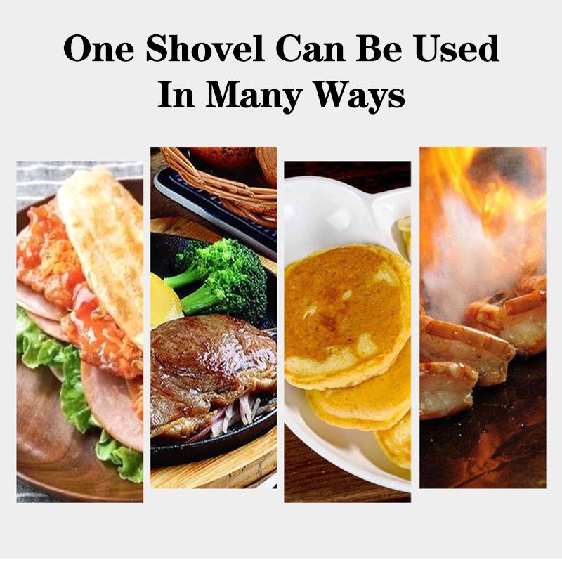 Лопатка для жарки из нержавеющей стали с деревянной ручкой, трехсторонняя лопатка для стейков, пиццы, железная пластина, лопатка для барбекю, инструмент для выпечки на гриле