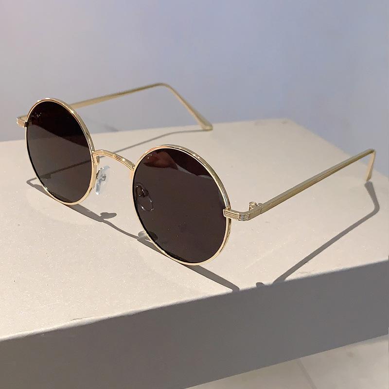 Мужские солнцезащитные очки в стиле ретро-панк, женские винтажные круглые с металлической оправой, с цветными линзами, модные очки, защита от УФ-лучей UV400