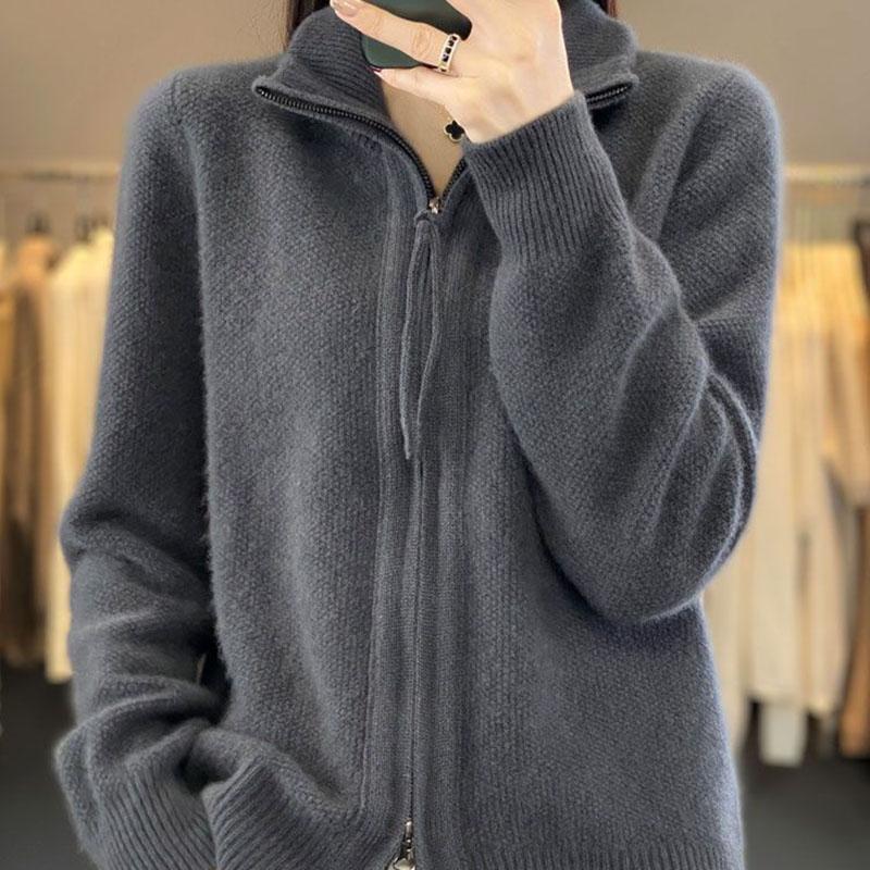 Свитера Пальто Кардиган для Женщин Осень Зима Большой Размер Свободный Кардиган с Длинным Рукавом Утолщенный Свитер Куртка