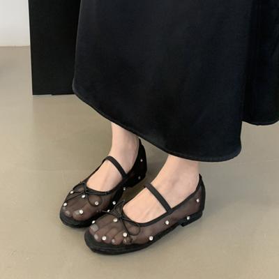 Хрустальная сетка Стразы Балетки с круглым носком Мэри Джейн для работы Офисные балетки Новый дизайнер Нескользящая повседневная обувь для ходьбы