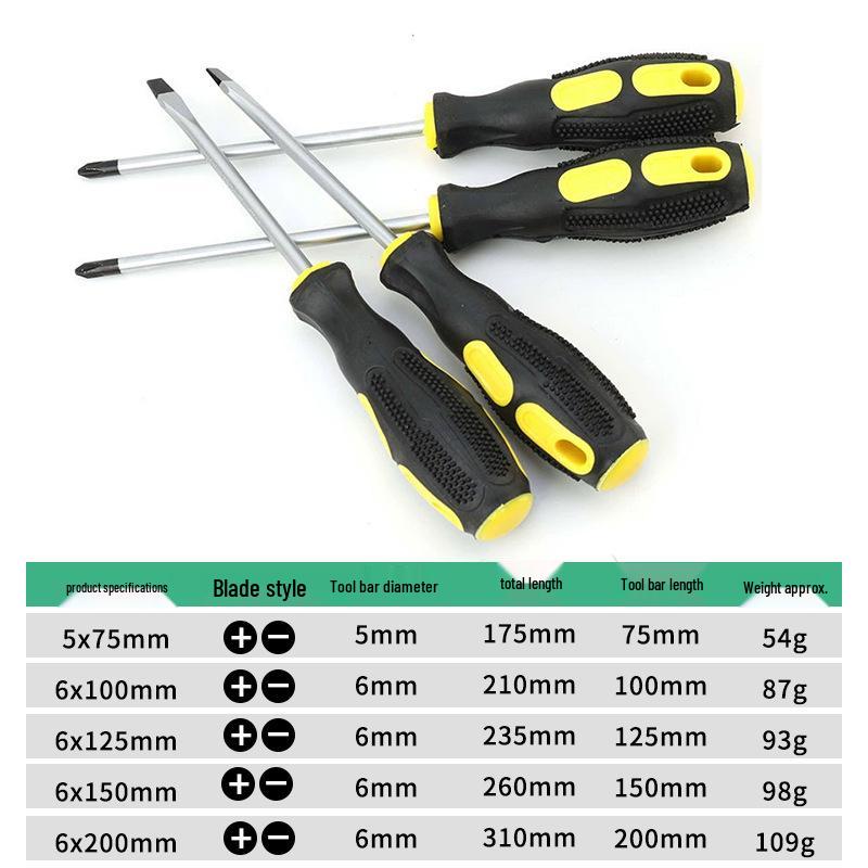 Удлиненная крестовая шлицевая отвертка шило с магнитным наконечником - бытовой и промышленный класс