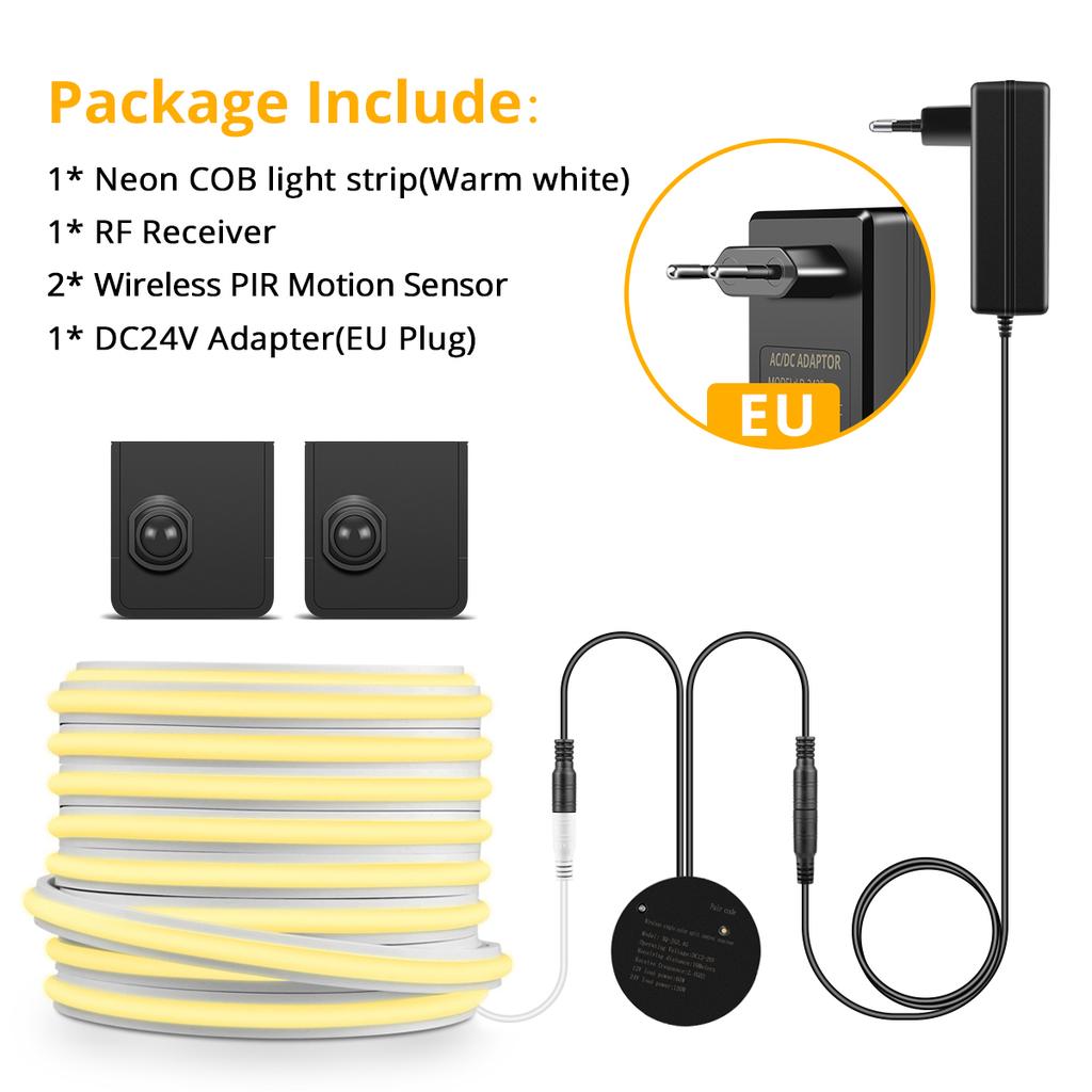 Вход Лестничный Коридор Умная Ночная Подсветка Лента 24В Сплошной Силикон COB LED Неоновая Лента Устанавливается Где угодно Портативный Датчик Движения PIR