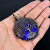 Кулон Древо Жизни из лазурита, Кулон ручной работы с обмоткой из медной проволоки 999 пробы, Антикварные украшения, Для подарка, Медные украшения