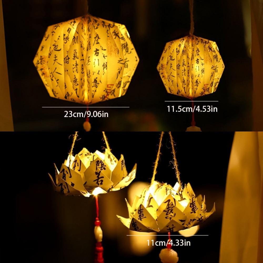Traditional DIY Lantern Ornament Chinese Calligraphy Lotus Lantern  Mid-Autumn Festival
