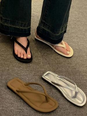 Женские тапочки с рисунком «елочка» на лето, модные для ношения на открытом воздухе, новинка 2024 года — кусачки с плоским носком, интернет-знаменитость