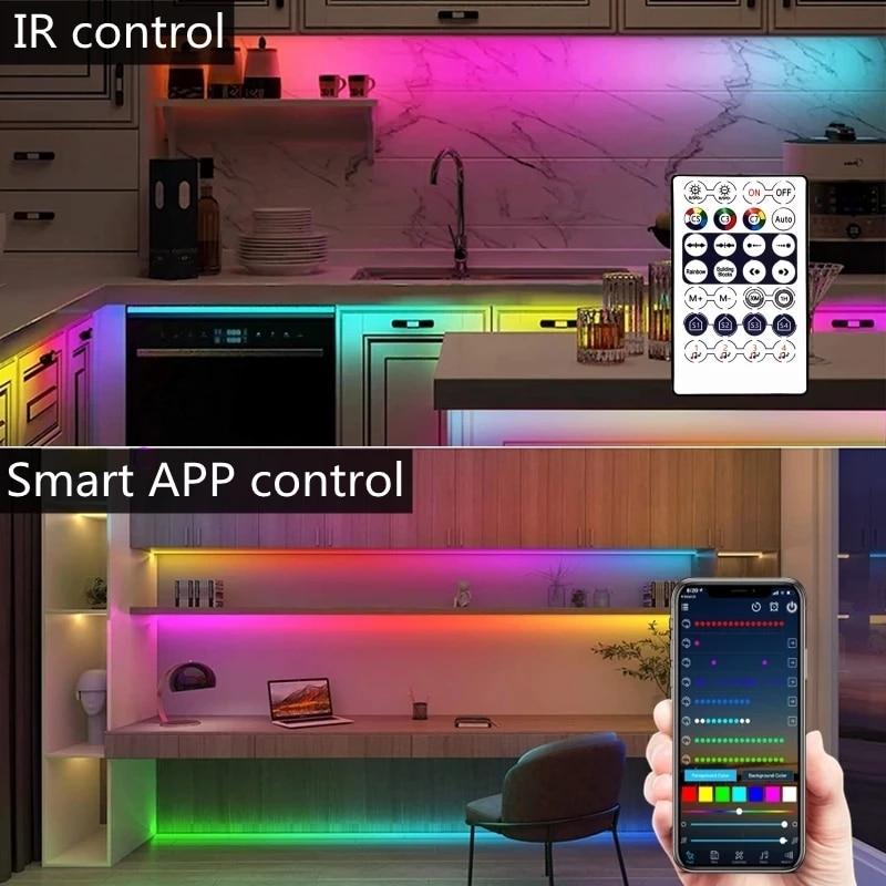 10 м 20 м светодиодные ленты RGB 5050/RGBIC WS2812B инфракрасный Bluetooth-контроллер ТВ подсветка комнаты Luces светящаяся декоративная лампа Fita