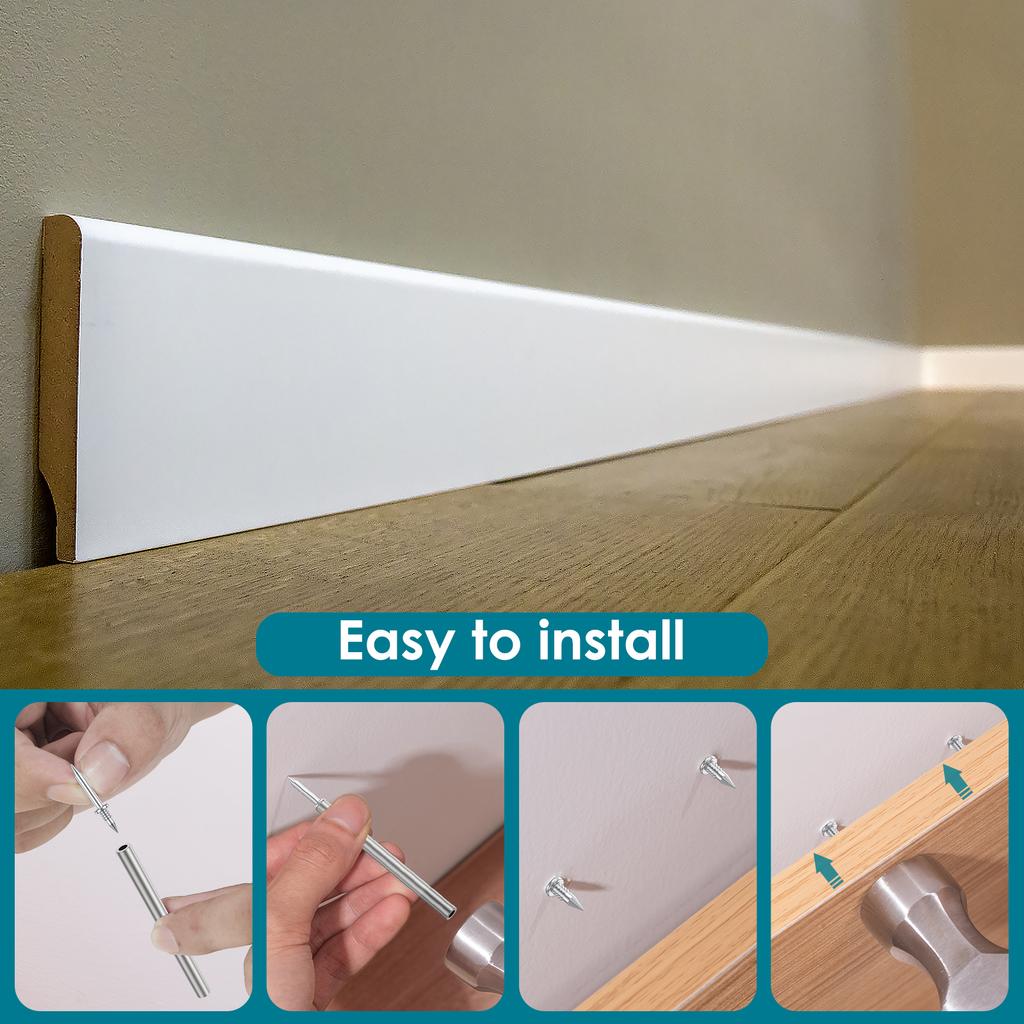 Double-Head Skirting Thread Seamless Nail Metal Skirting Line Without Marks Nail Rust-Proof No Trace Skirting Thread Screws Set