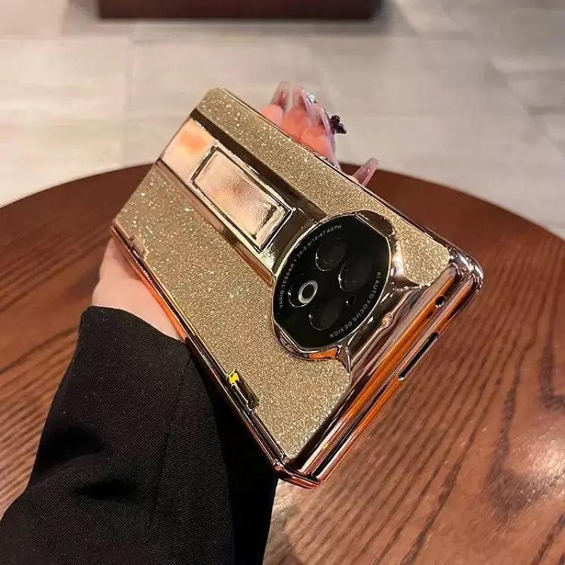 Чехол-книжка из блестящей кожи для Vivo X Fold2 и OPPO Find N2 с защитной пленкой для экрана