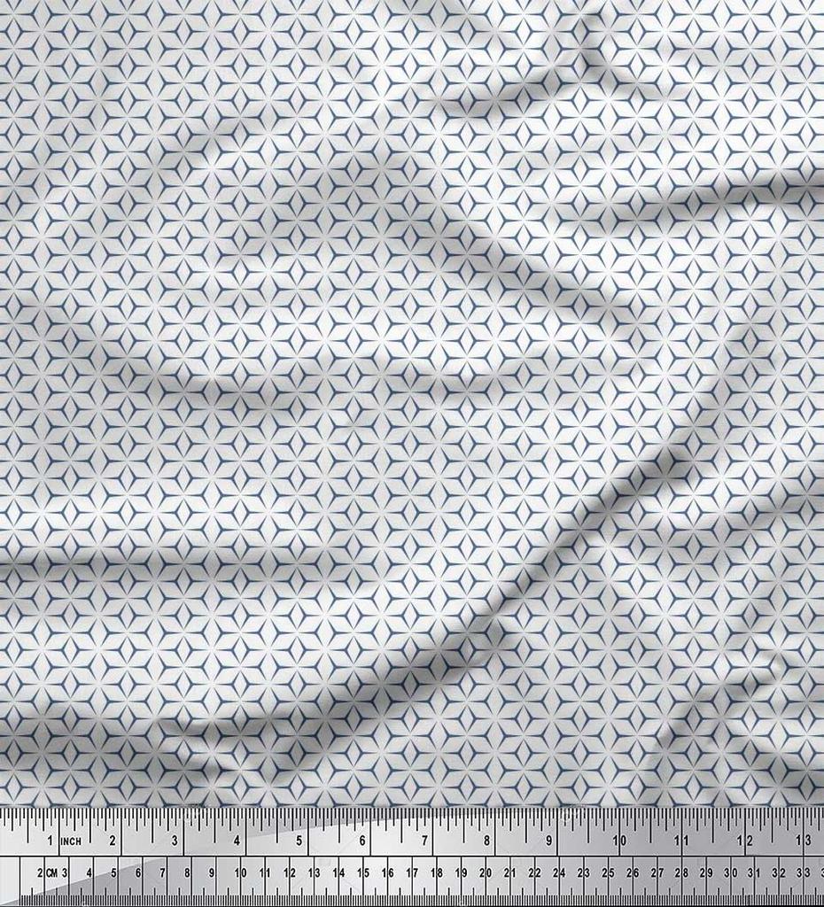 Soimoi Japan Crepe Satin Fabric Geometric Small Print Sewing Fabric Metre 42 Inch