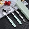 4pcs Stainless Steel Tableware Set Portable Fork Spoon Chopsticks Cutlery with Storage Box Dinnerware Sets Kitchen Accessories
