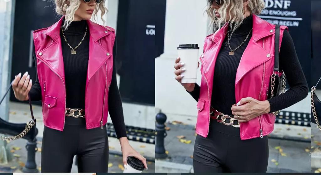 Зимний овчины розовый Барби нарядный женский стильный кожаный жилет пальто жилет