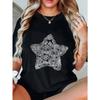 Black Loose Fit T Shirt With Star Mandala Print For Casual Wear