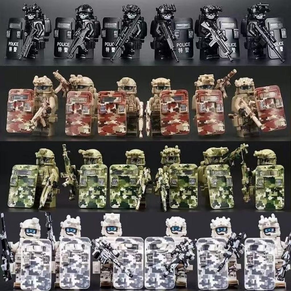 Military Special Forces Minifigures Building Blocks SWAT Ghost Commando Police Soldiers Army Action Figure Weapons Bricks Kids Toy Birthday Gifts