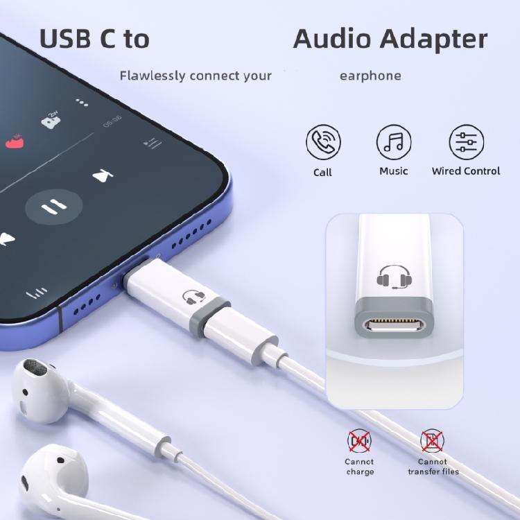 Адаптер звука с микрофонами с разъема Type C Портативный звуковой адаптер Plug & Play для телефона 15/1