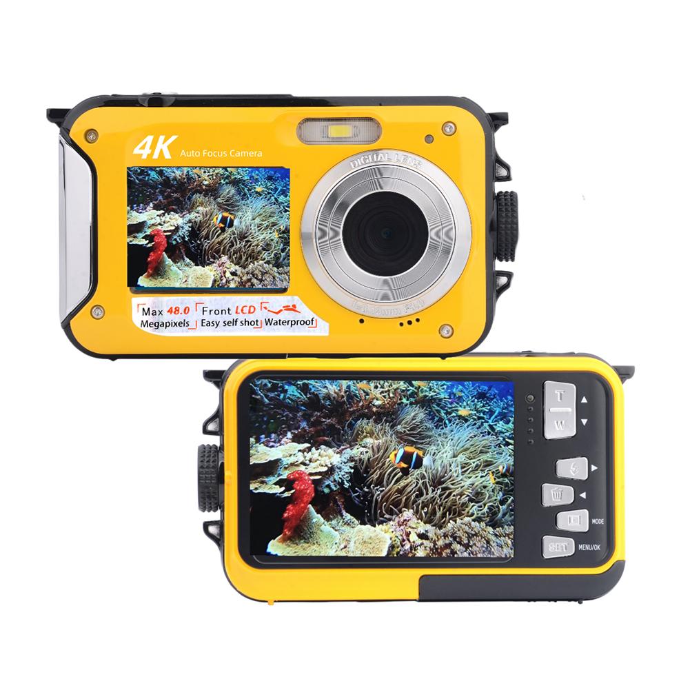 4K/30FPS Waterproof Camera 1080P UHD Video Recorder IPS Dual Screen Anti Shake Face Detection Autofocus for Vacation Snorkeling