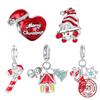 Медь Счастливого Рождества Дом Шапка Санта Клауса Шарм Леденец Подходит для Оригинального Браслета с Шарами Женский DIY Ювелирный Подарок