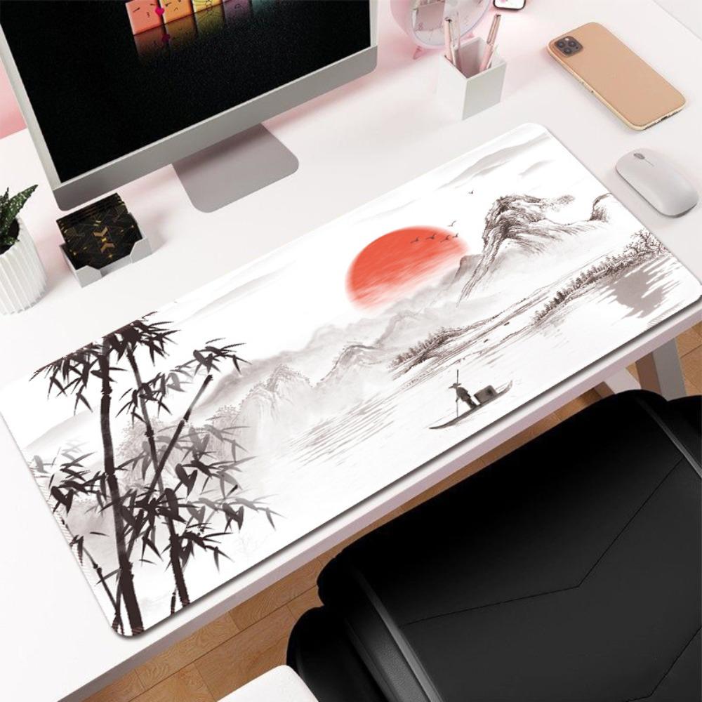 Ink Cherry Blossom Mouse Pad Large Office Desk Pad Life Black and White Series Mouse Pad Rubber Non-slip