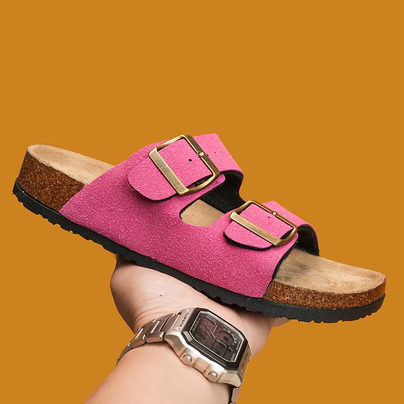 10 цветов, мюли, пряжка, кожа, пробка, елочка, тапочки для мужчин, женщин, пары, ретро, летние тапочки, модные повседневные пляжные сандалии