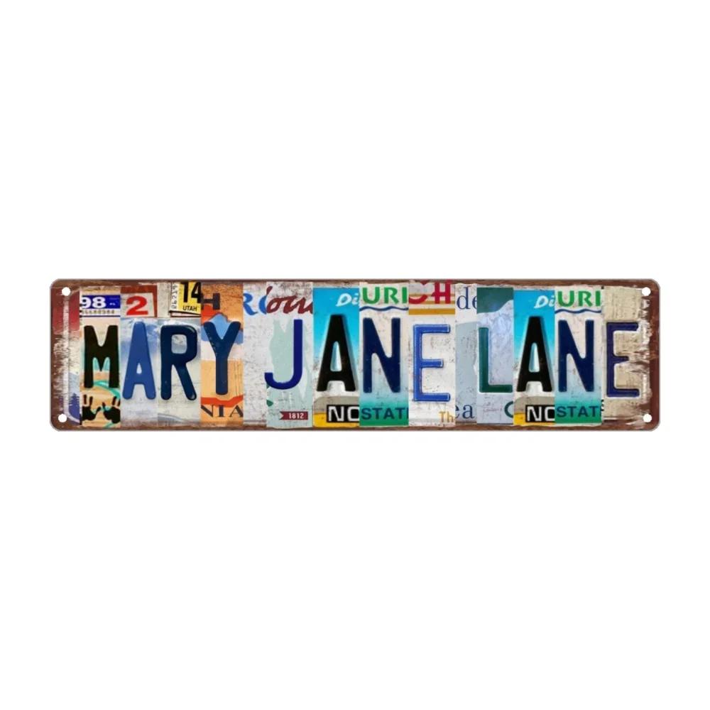 1pc, Mary Jane Lane Metal Tin Sign (15.75"x3.94"/40x10cm), Novelty Street Sign, Home Decor, Room Decor, Wall Decor