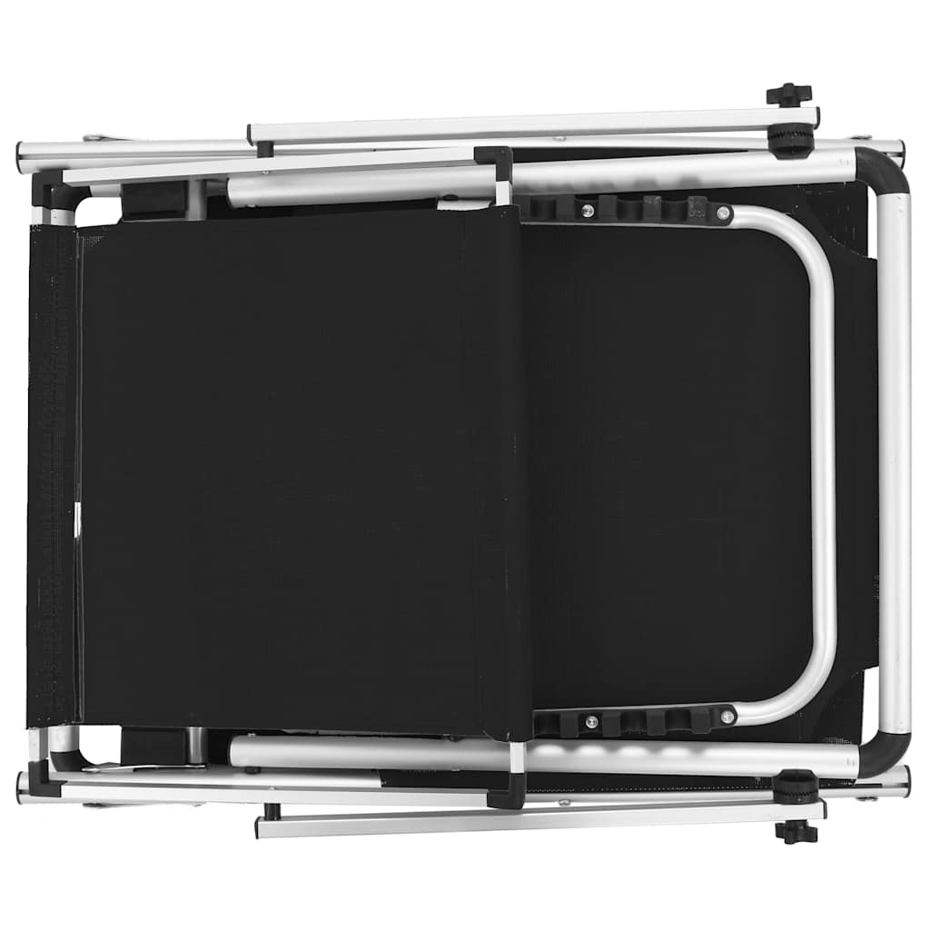 vidaXL Klappbare Sonnenliegen mit Dach 2 Stk. Alu Textilene Schwarz