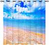 Прибрежный пляж, гавайские пальмы, пирс, пейзаж, 3D узор, комплект оконных штор для украшения спальни, домашний декор, шторы