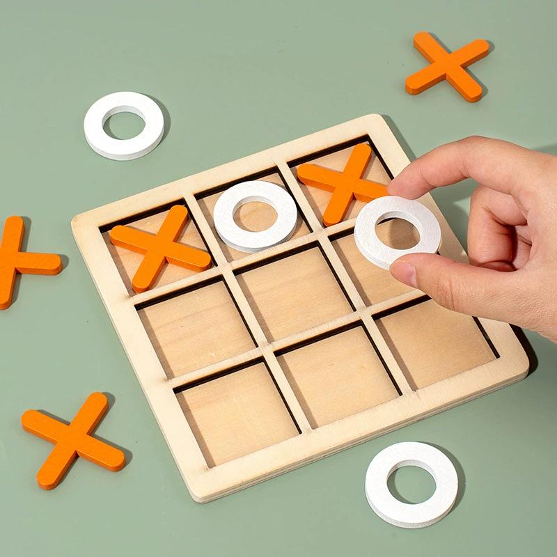 Kids' Wooden XO Tic-Tac-Toe Logic Game: Parent-Child Interactive Two-Player Puzzle Toy