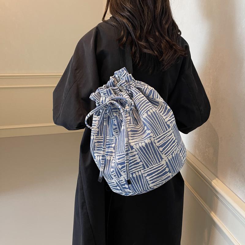 Женская сумка через плечо I вместимость сумка через плечо с завязками однотонная сумка-ведро