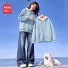 MINISO Женская зимняя толстовка с капюшоном на флисовой подкладке
