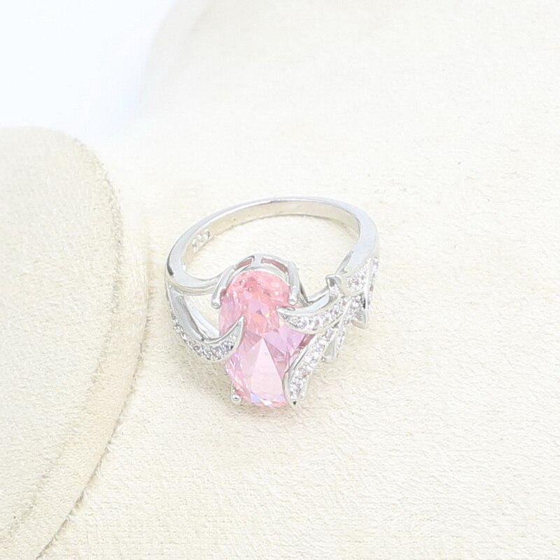 WPAITKYS Роман Розовый Кристалл Серебряный Цвет Наборы Ювелирных Изделий Для Женщин Серьги Кольцо Ожерелье Браслет Бесплатная Коробка