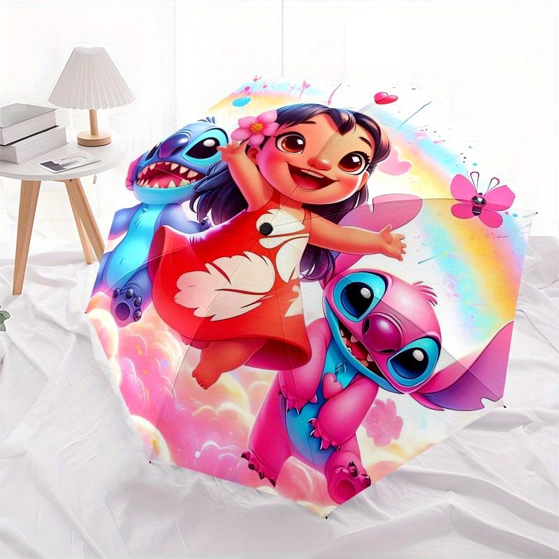 Lilo,Stitch Automatic Opening and Closing Umbrella   8 Ribs Windproof Portable Folding Umbrella with Plastic Handle, Suitable for Casual and