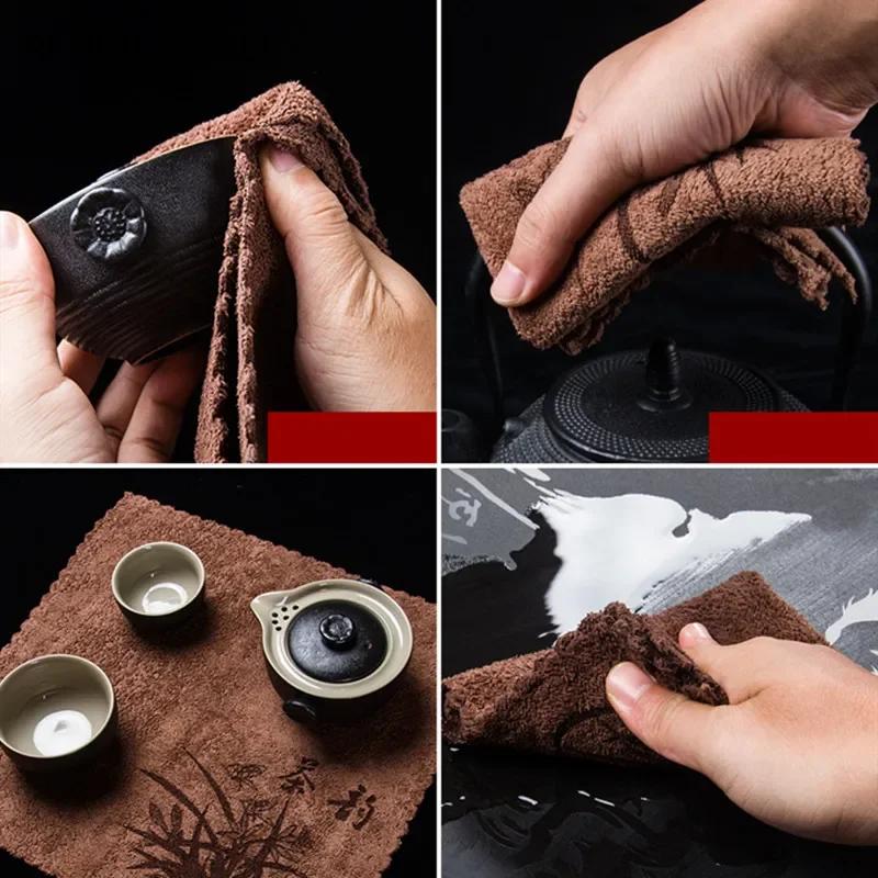 Китайский Цветочный Узор Утолщенное Кухонное Полотенце Впитывающая Тряпка для Воды Чайные Салфетки Ткань Подставка под Чайник Столовая Подставка под Чайник Аксессуары для Чайного Набора