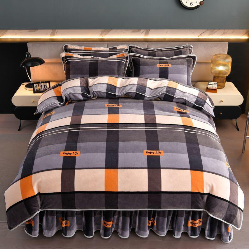 G5Z9 Jin Double-Sided Thickened Velvet Four-Piece Bedding Set for Weddings