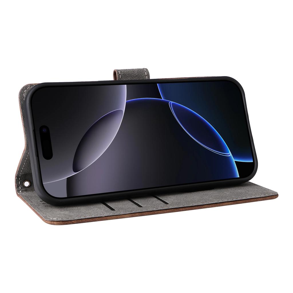 For iPhone 16 Pro Wallet Case RFID Blocking PU Leather Cover Stand View