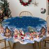 Merry Christmas Themed Printed Tablecloth, Retro Country Farmhouse Style, Santa Claus, Christmas Eve Scene for Christmas