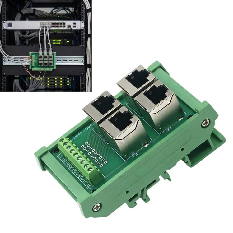 Профессиональный 4-портовый адаптер-терминал RJ45 8P8C Ethernet для промышленных и коммерческих сетей