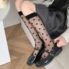 Crystal Silk Socks Women Stockings Summer Ultra-thin Transparent Knee Socks Polka Dot Black White Long Socks Stockings