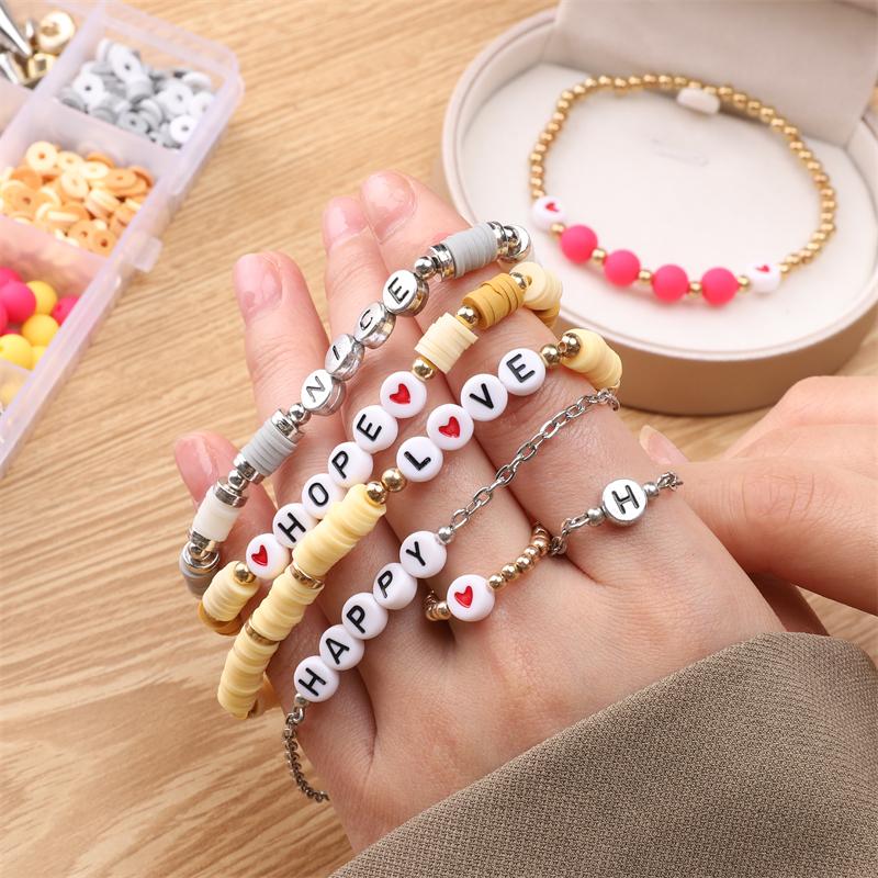 DIY Handmade Ceramic Clay Porcelain Disc Beads Flat Polymer Round Clay Beads Bulk Bracelets Earrings Making Kits