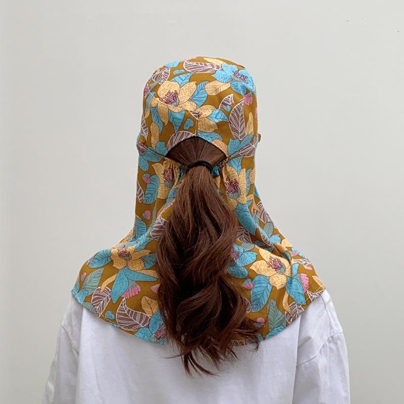 Женская летняя шляпа от солнца с широкими полями, шалью и маской для лица для езды на велосипеде и сбора чая - Дышащая и защитная.