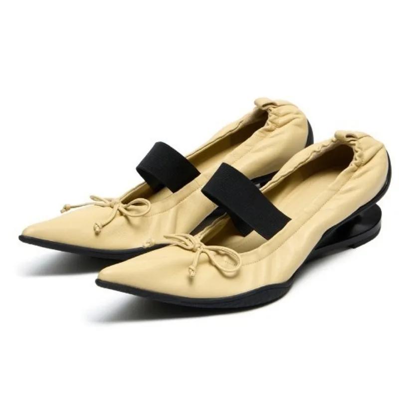 Fashion Retro Designer Mary Jane Shoes Women Strange Heel Bowknot Dress Shoes Female Ballet Style Fashion Brand High Heels Women Pumps
