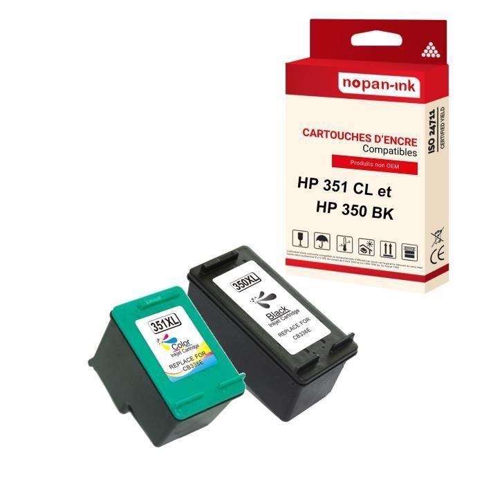 NOPAN-INK - x2 Cartouches compatibles pour HP 350 XL + 351CL XL 350XL + 351CLXL Noir + Cyan + Magenta + Jaune pour HP DeskJet D 4200