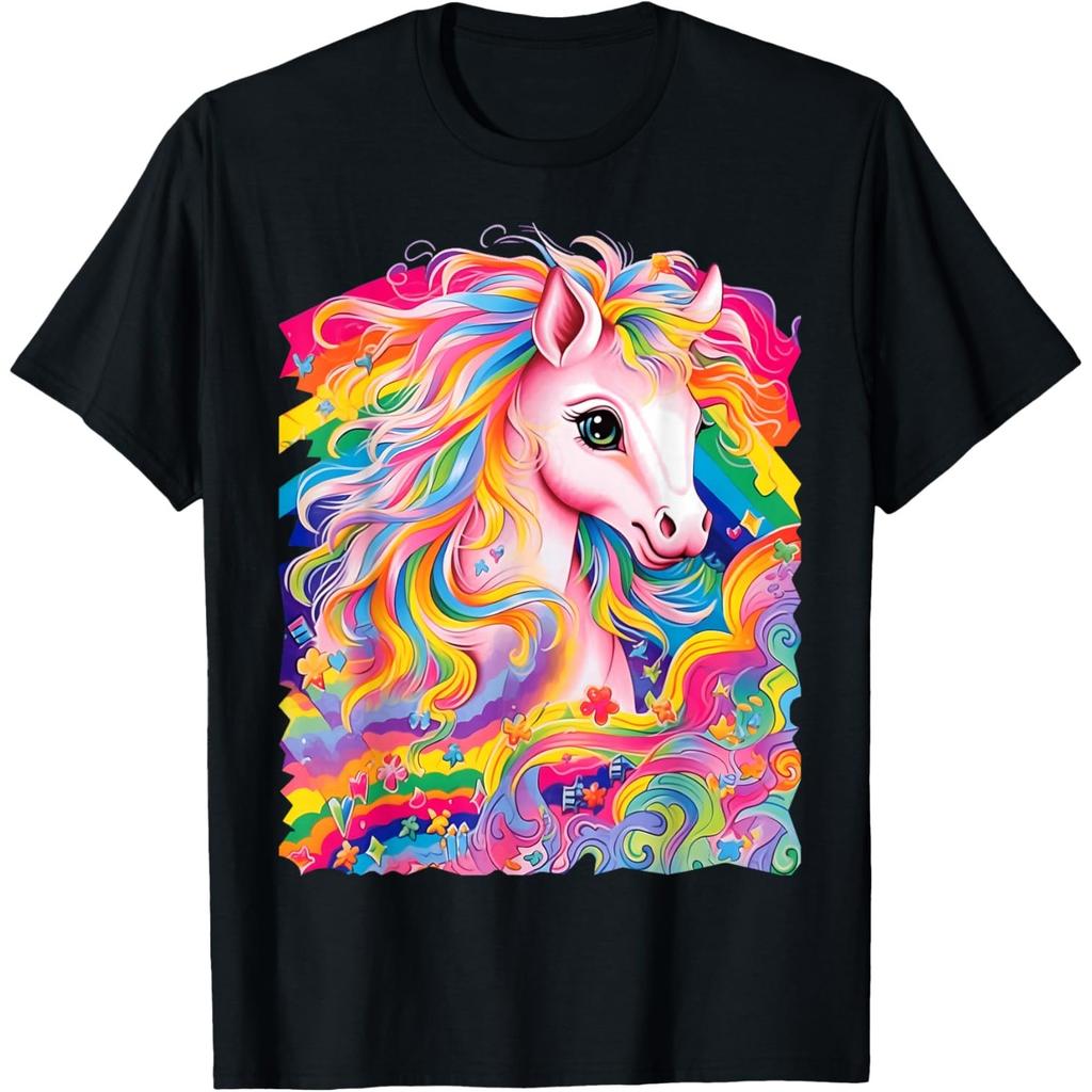 Colorful Rainbow Unicorn Pony Graphic T-Shirt Men Casual Short Sleeve Crew Neck Tee