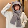 1Pc Cute Bear Ear Hat Scarf Gloves 3-In-1 Winter Warm Hedging Cap Women Windproof Plush Hat Scarf